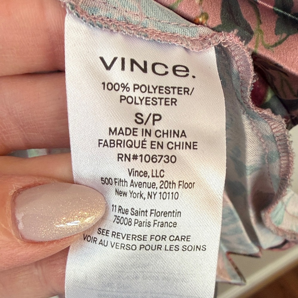 Vince Berry Blooms Pink Multicolor Floral Pleated Blouse Small - Picture 4 of 11